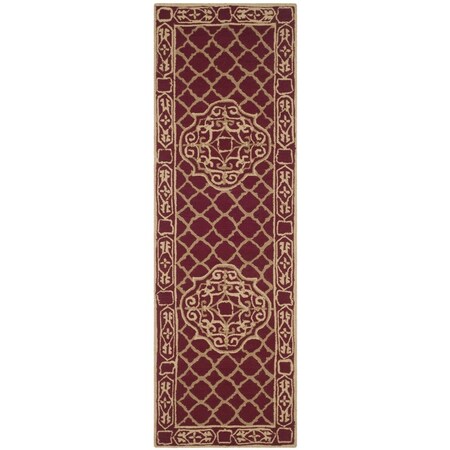 Safavieh Easy Care Hand Hooked Runner RugMaroon & Gold 2 ft.-6 in. x 8 ft. EZC729B-28
